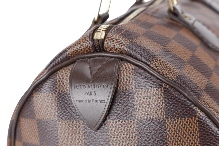 LOUIS VUITTON SPEEDY 30 DAMIER EBENE CANVAS GOLD HARDWARE WITH DUST COVER