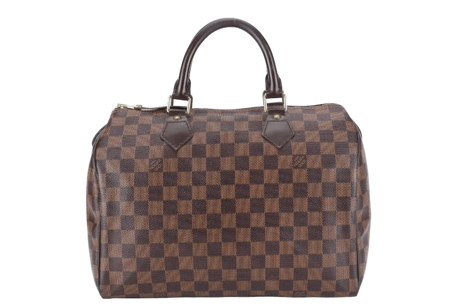LOUIS VUITTON SPEEDY 30 DAMIER EBENE CANVAS GOLD HARDWARE WITH DUST COVER