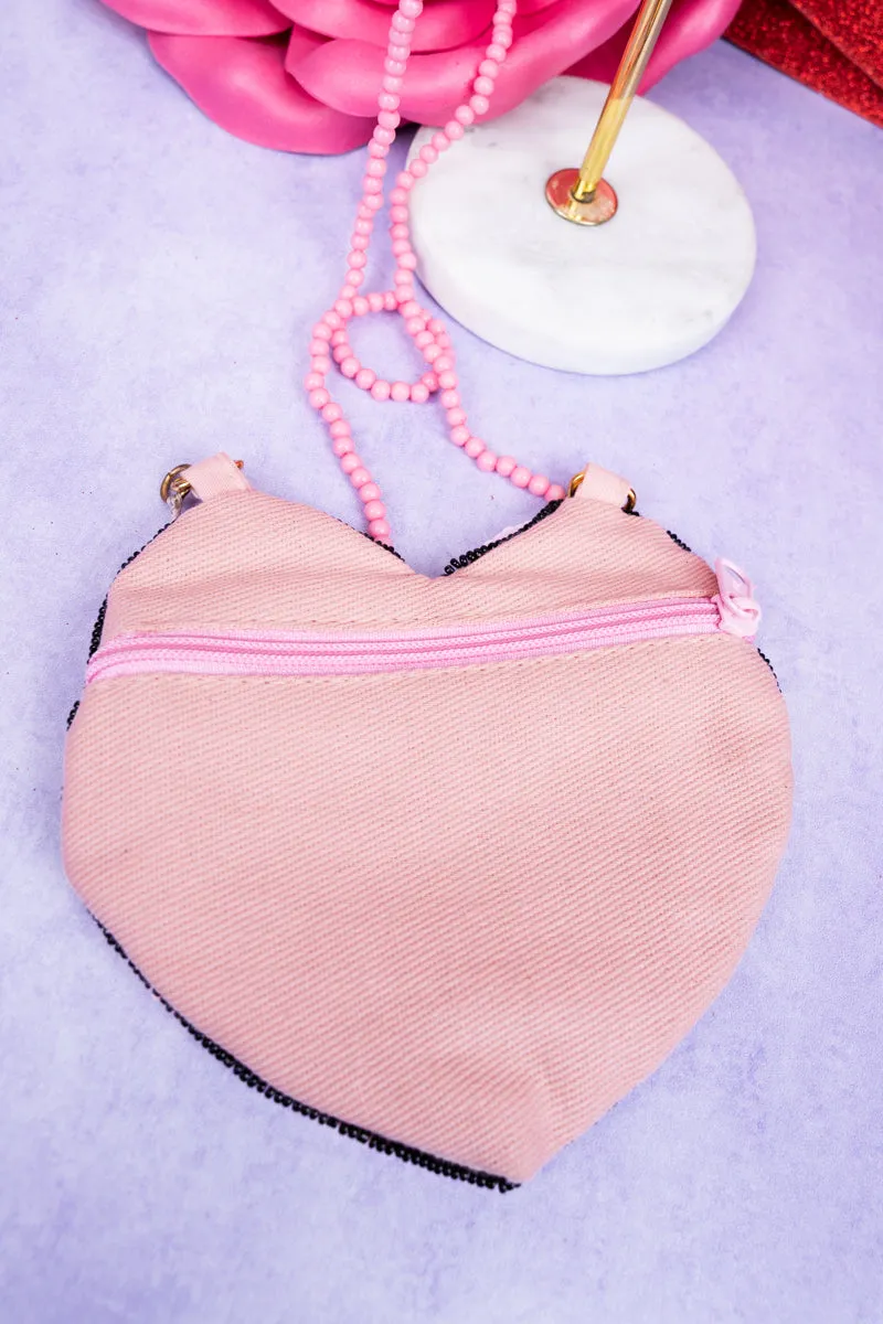 'Love' Pink Petite Seed Bead Purse