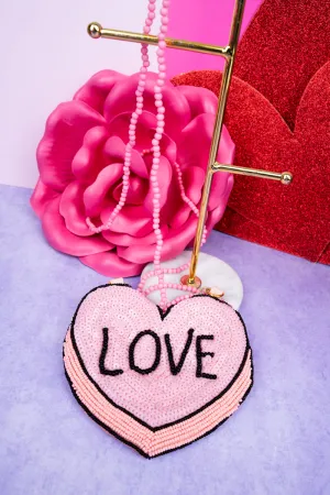 'Love' Pink Petite Seed Bead Purse