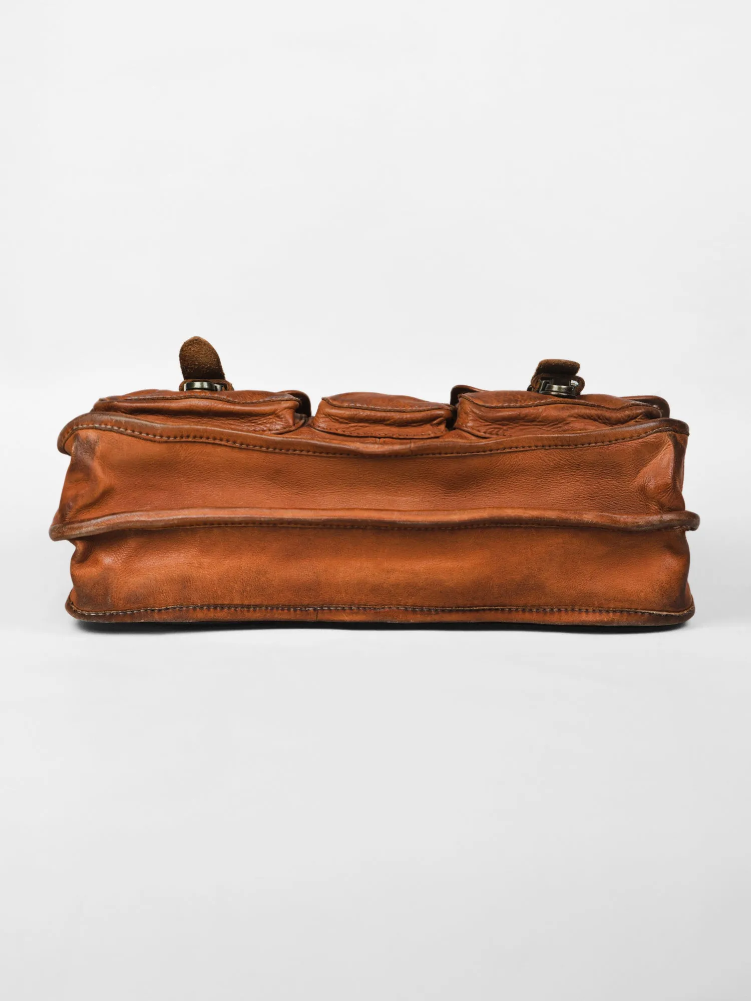 Lucas: Portfolio Office Bag In Washed Veg Tan Leather by art n vintage