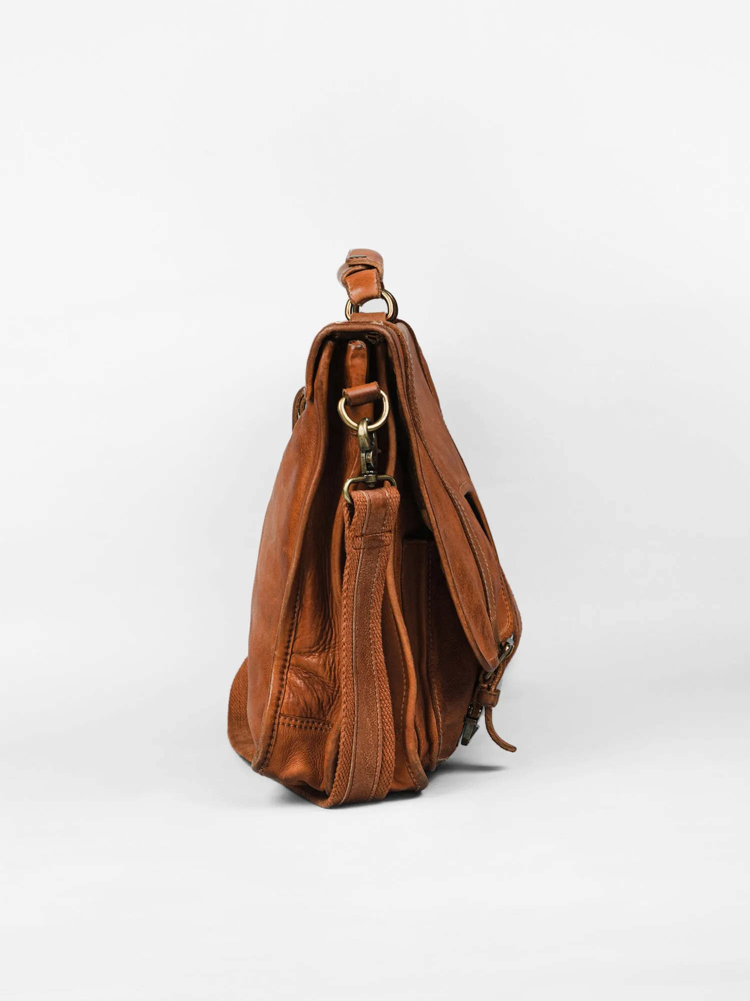 Lucas: Portfolio Office Bag In Washed Veg Tan Leather by art n vintage