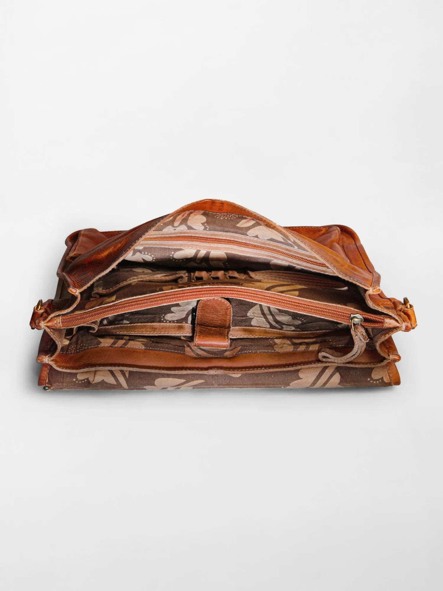 Lucas: Portfolio Office Bag In Washed Veg Tan Leather by art n vintage