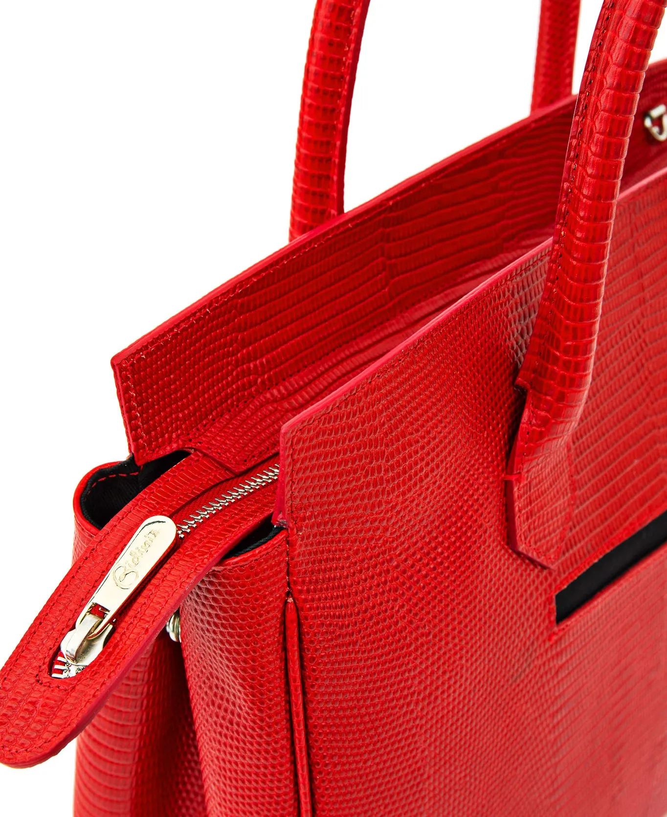 Luigia Leather Bag Lizard Print red
