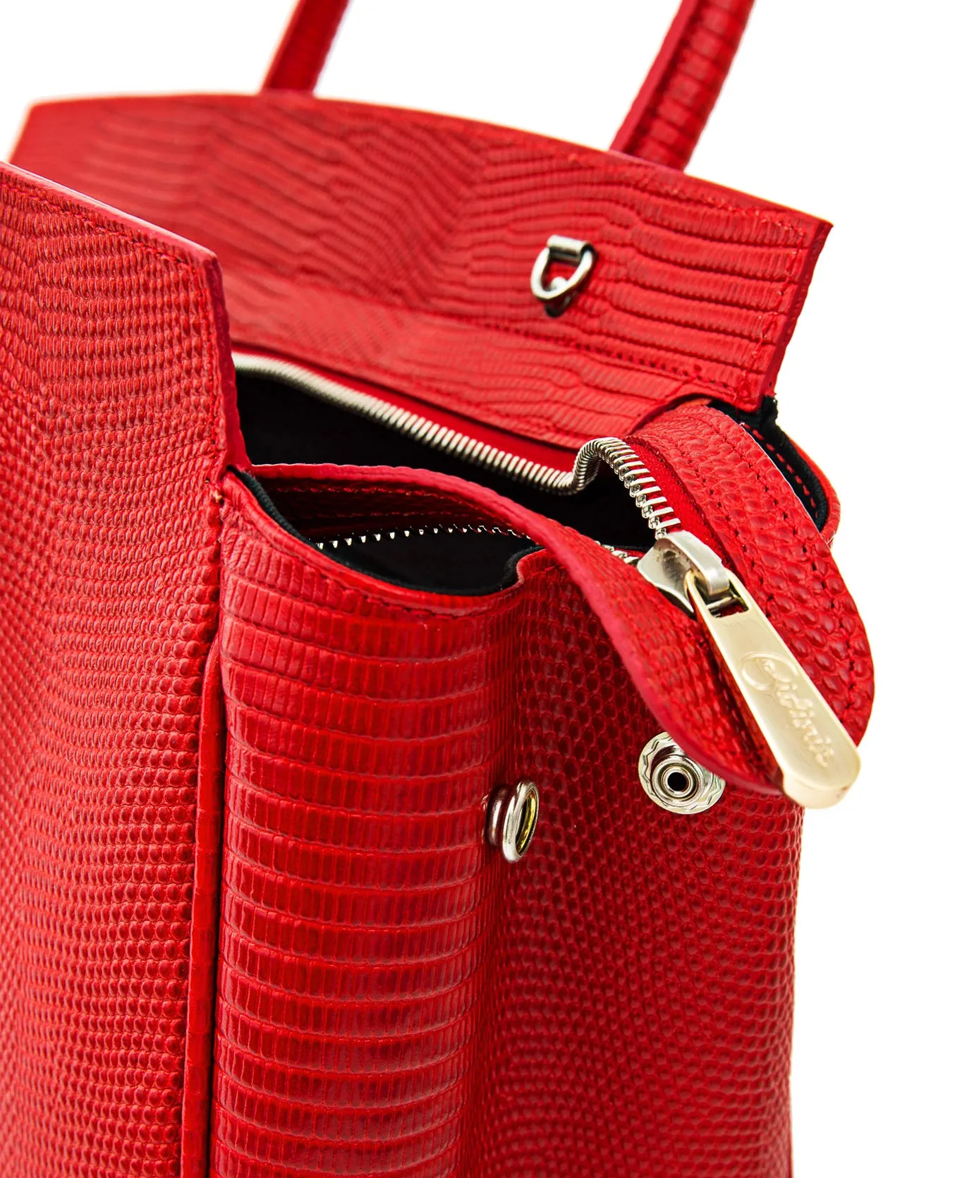 Luigia Leather Bag Lizard Print red
