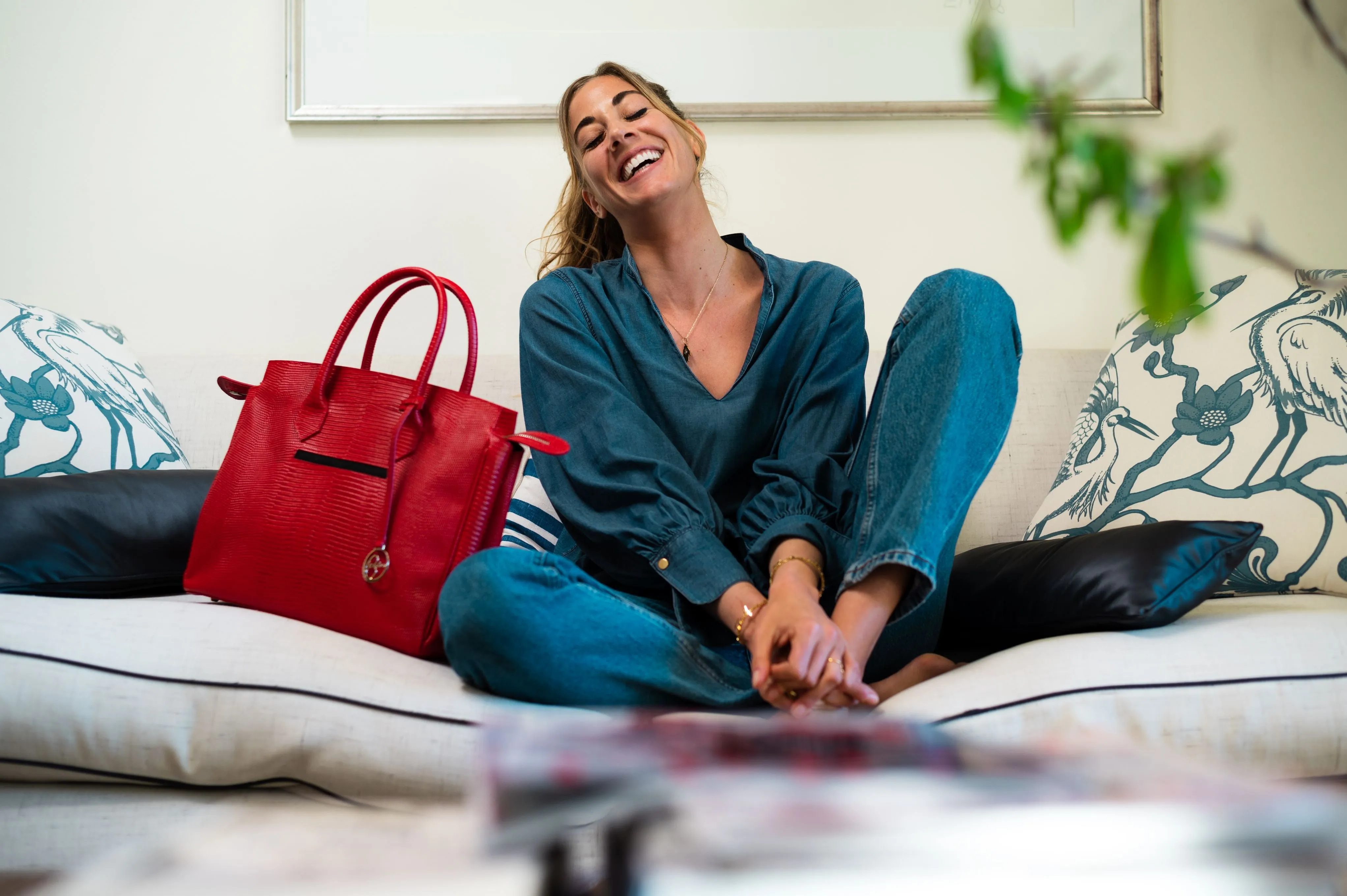 Luigia Leather Bag Lizard Print red
