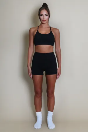 Luxe High Waisted Cycling Shorts in Black