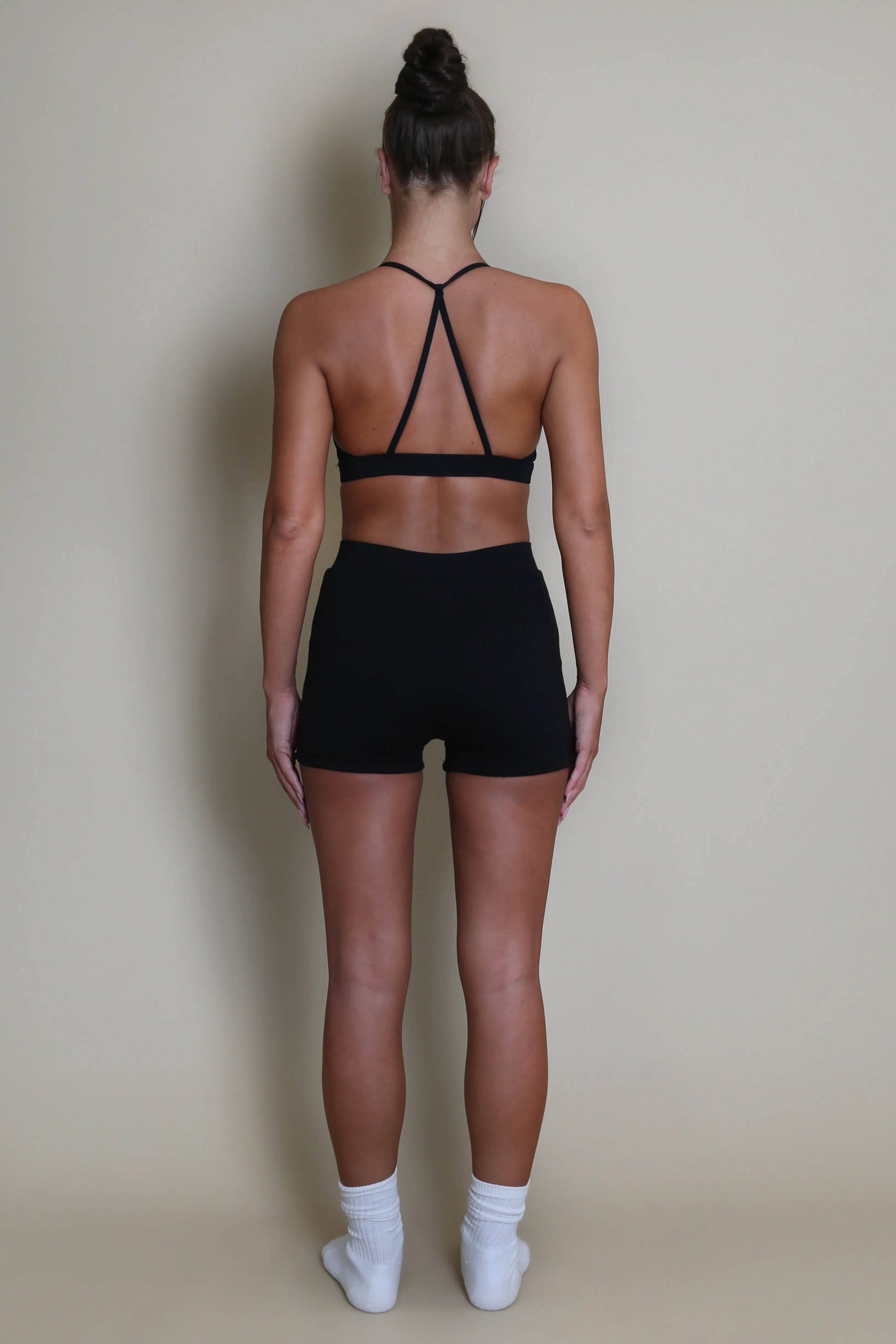 Luxe High Waisted Cycling Shorts in Black