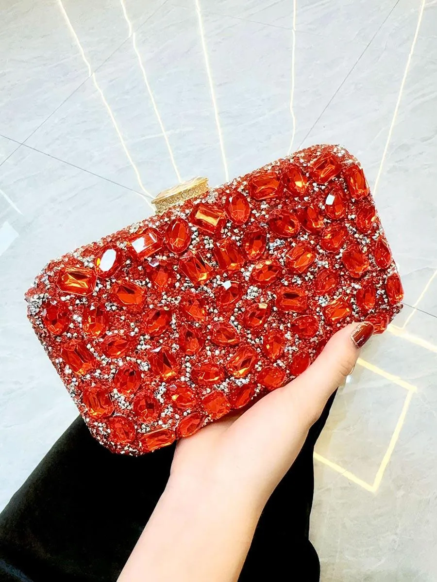 Luxe Rhinestone Evening Box Clutches MNBF111