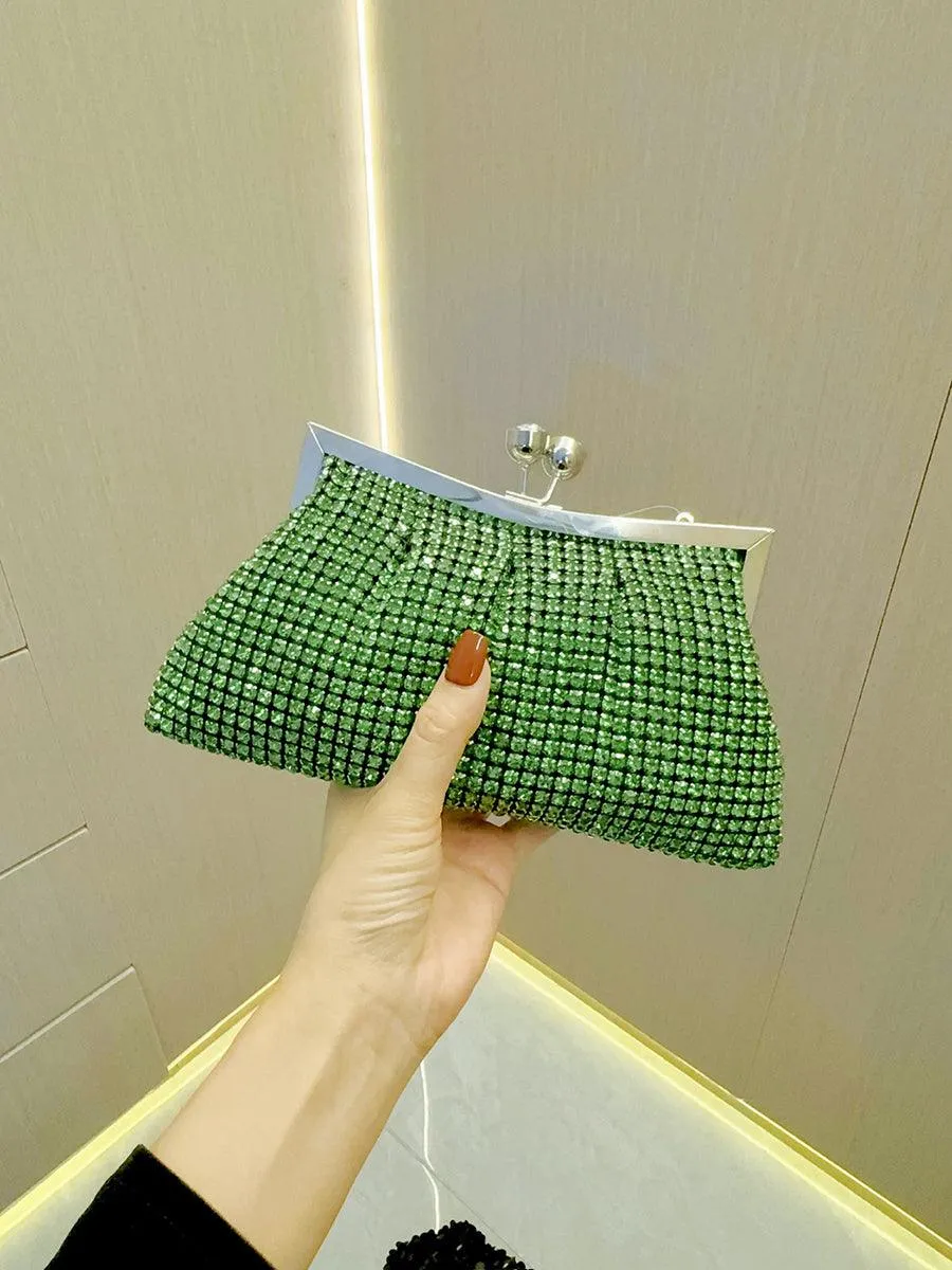 Luxurious Rhinestone Pleated Clutch MNBF107
