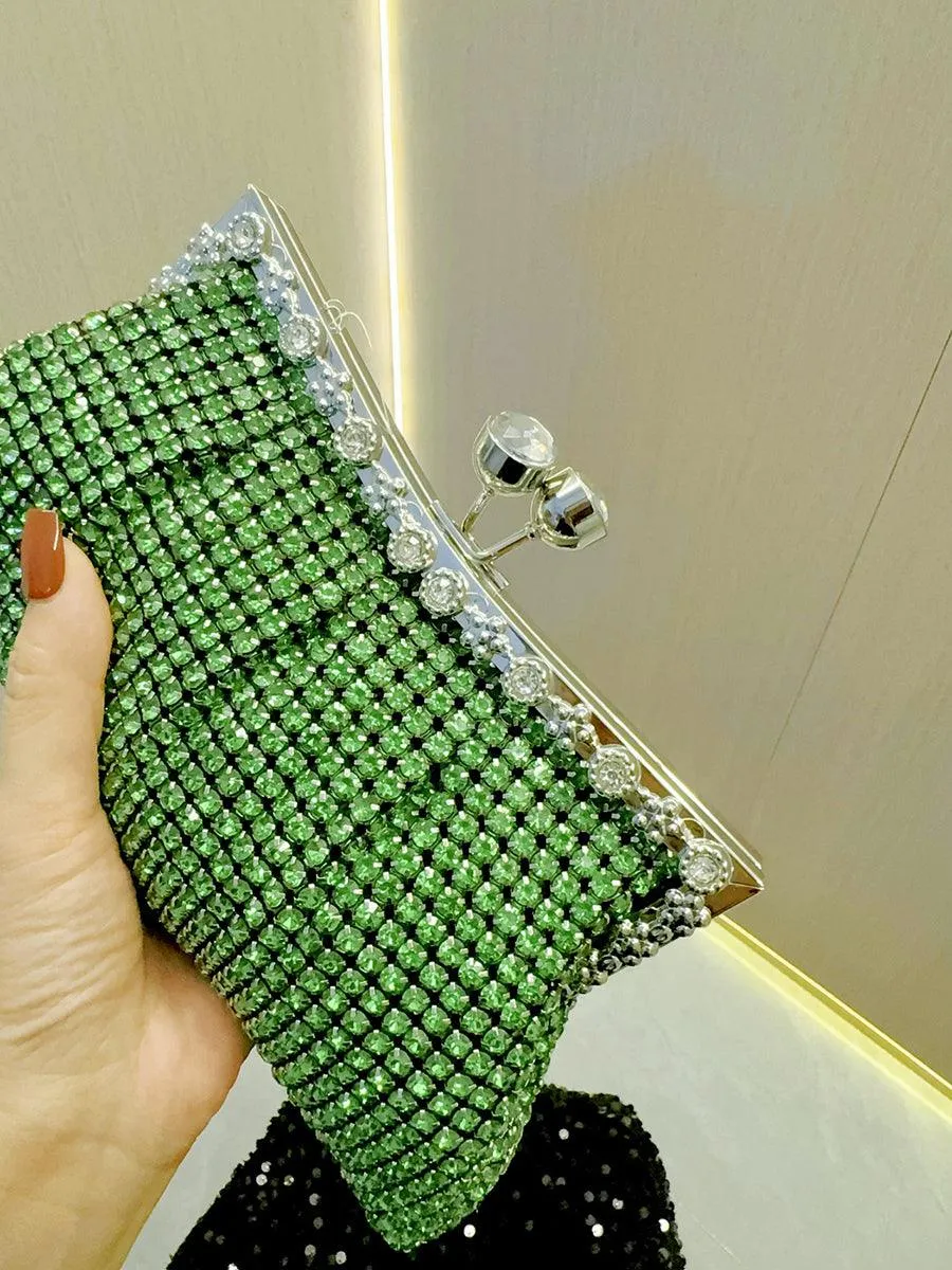 Luxurious Rhinestone Pleated Clutch MNBF107