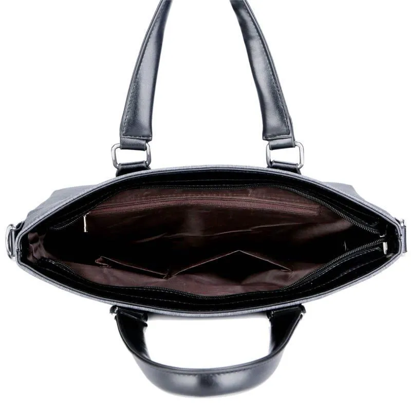 Luxury Fashion Genuine Leather Men Briefcase Leather Laptop Bag Vintage Shoulder Bag Computer Bag