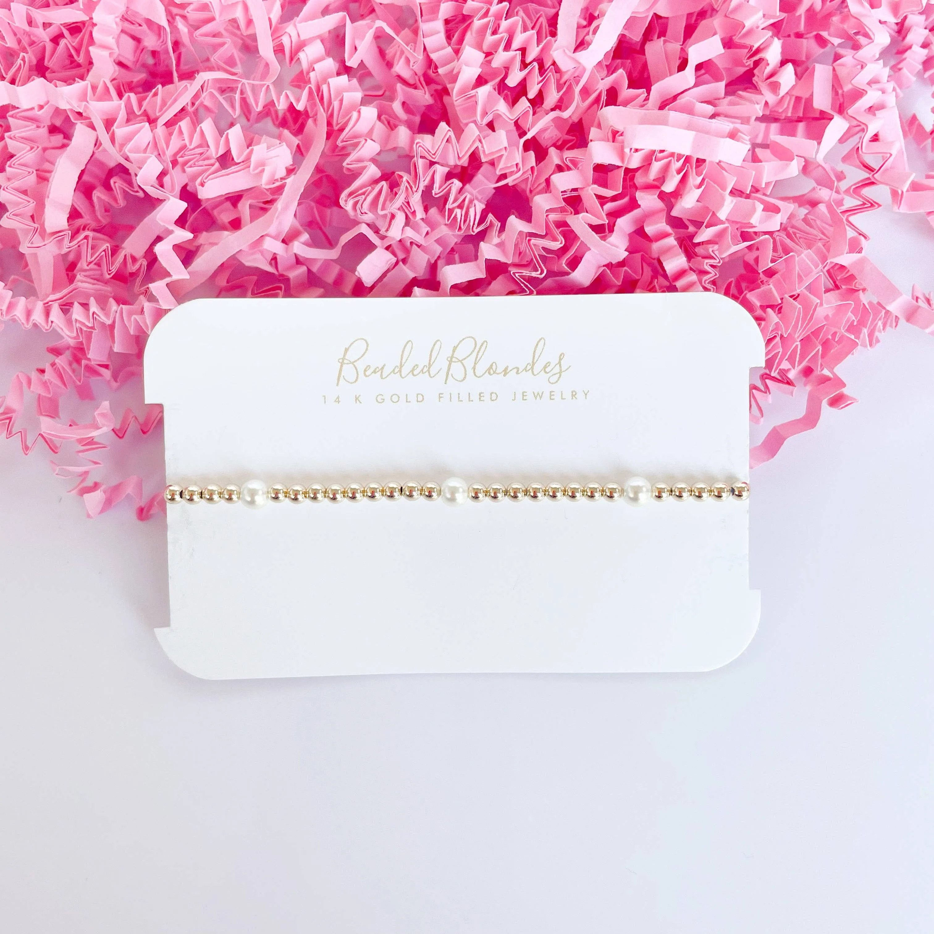 Madi Beaded Bracelet in Gold: Standard 6.75 inch