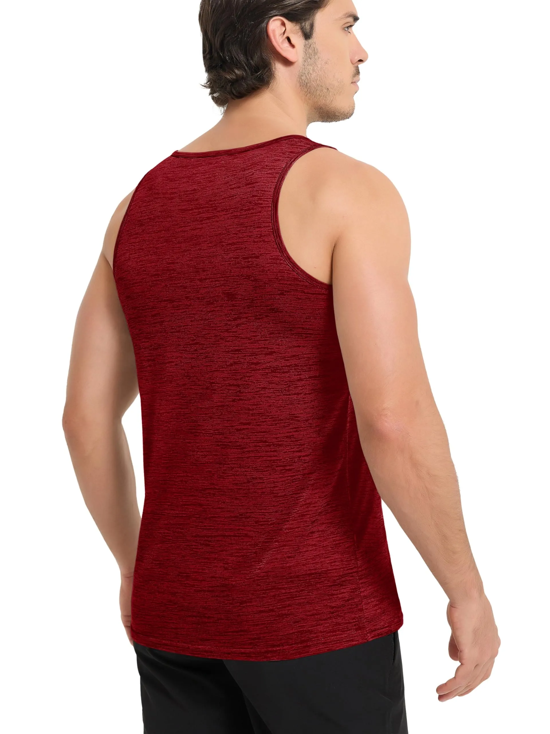 MAGCOMSEN Mens Tank Top Dry Fit Lightweight Tank Tops Gym Sleeveless Workout Tank Top Muscle Shirts Running Beach Shirts Dark Orange