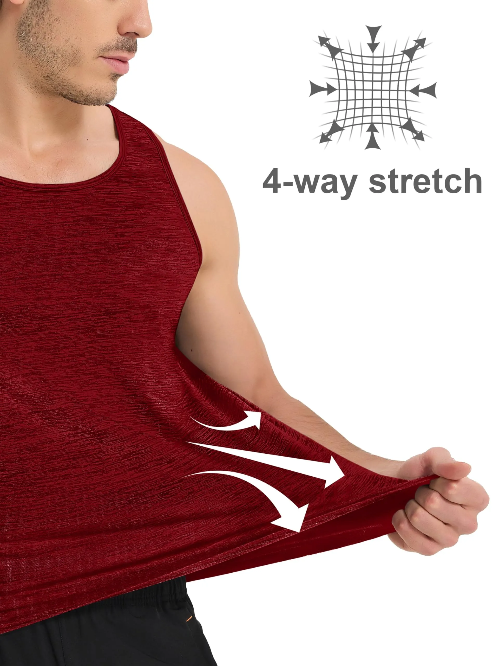MAGCOMSEN Mens Tank Top Dry Fit Lightweight Tank Tops Gym Sleeveless Workout Tank Top Muscle Shirts Running Beach Shirts Dark Orange