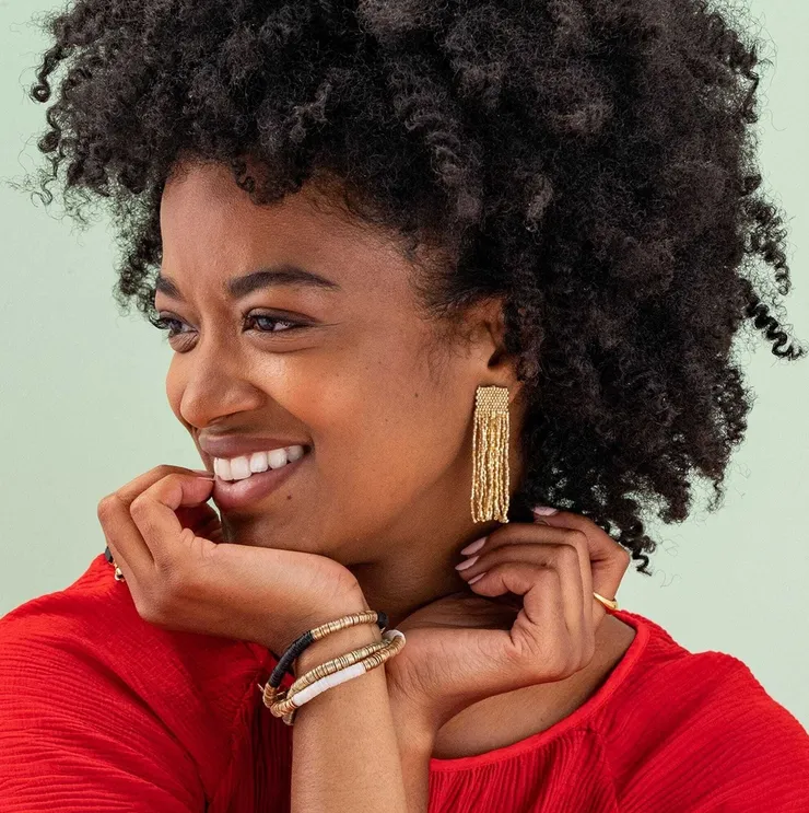 Marilyn Solid Beaded Fringe Earring