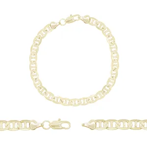 Mariner Diamond-Cut Chain 14K Gold Filled Bracelet 8.5" Lobster Claw Clasp Jewelry Gift for Men 7 mm