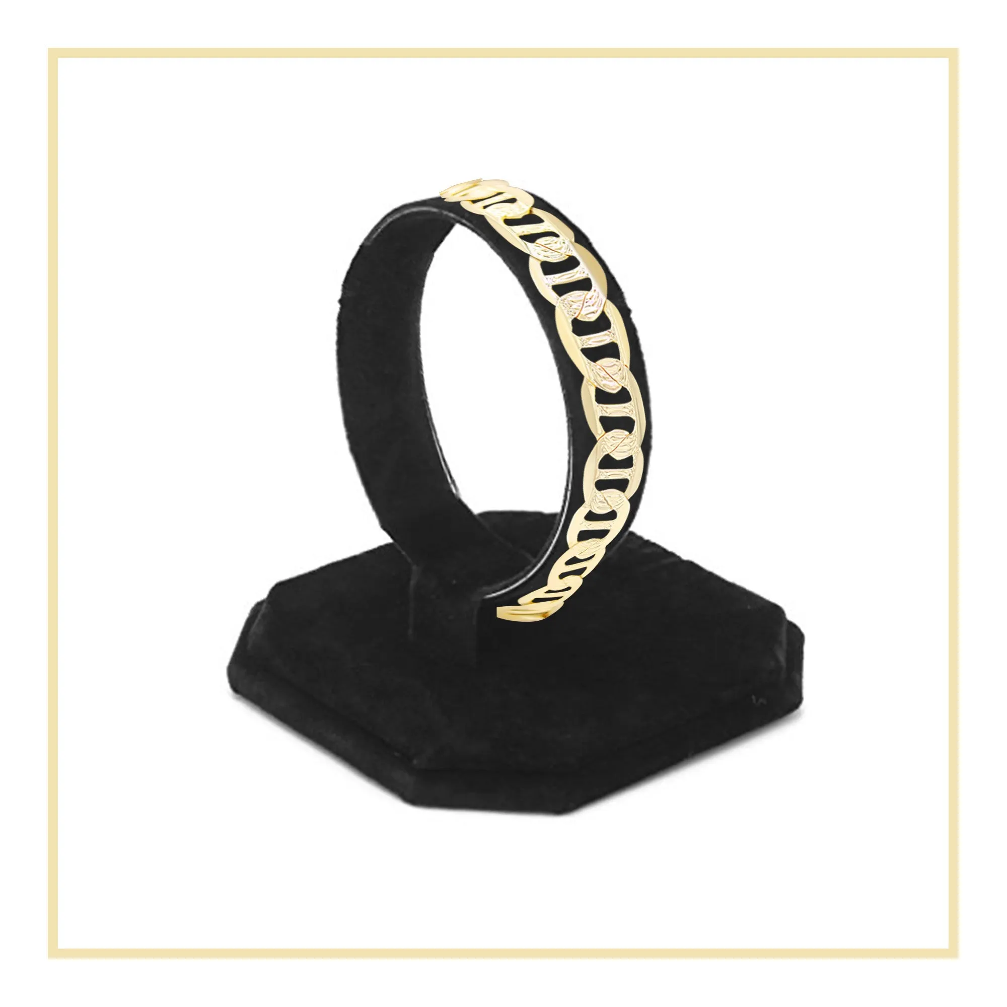 Mariner Diamond-Cut Chain 14K Gold Filled Bracelet 8.5" Lobster Claw Clasp Jewelry Gift for Men 7 mm