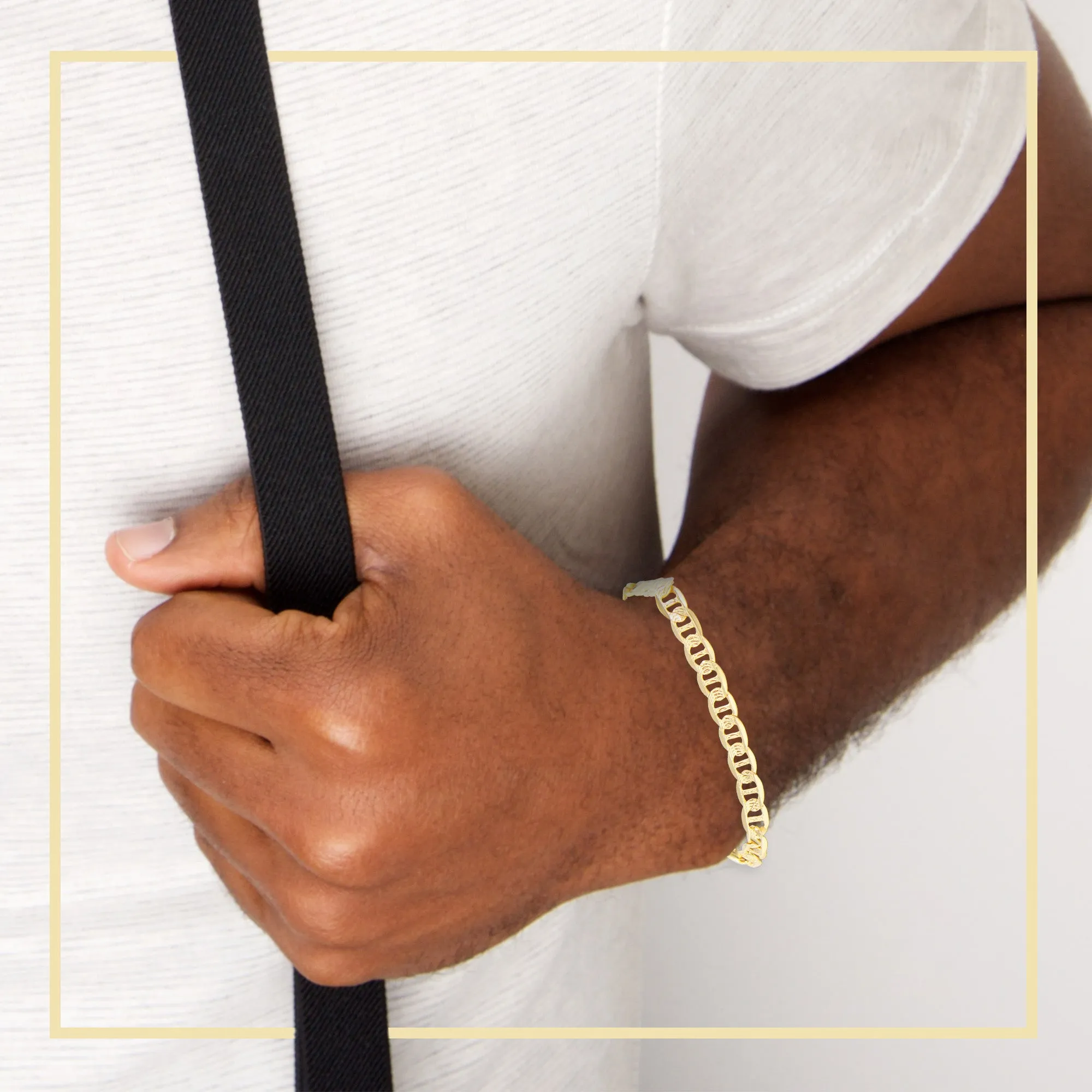 Mariner Diamond-Cut Chain 14K Gold Filled Bracelet 8.5" Lobster Claw Clasp Jewelry Gift for Men 7 mm