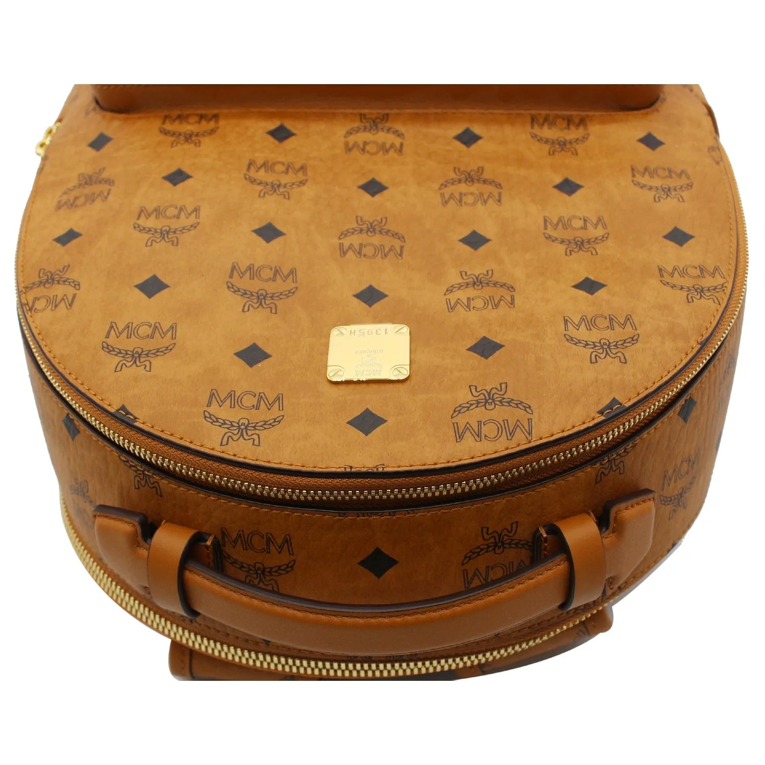 MCM Stark Classic Visetos Canvas Backpack Bag Cognac