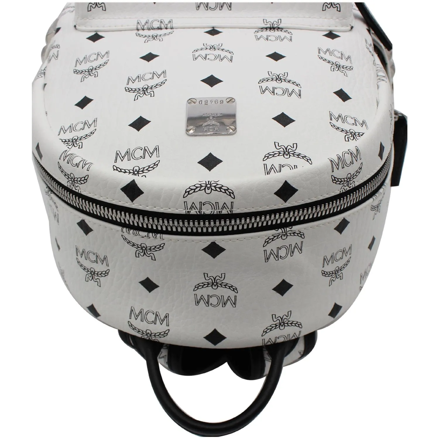 MCM Stark Visetos Coated Canvas Backpack Bag White