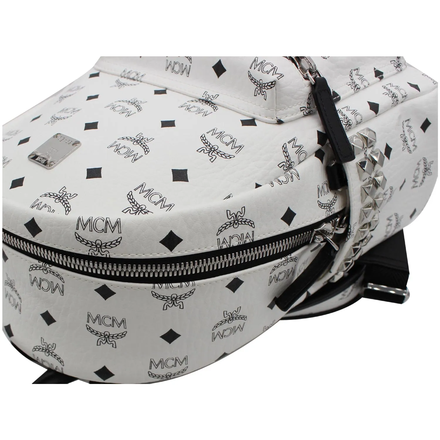 MCM Stark Visetos Coated Canvas Backpack Bag White