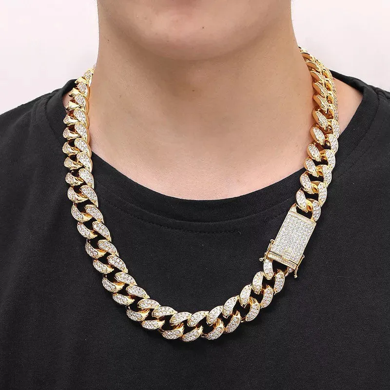 men  cuban choker , cuban link chain , Christmas gift , 20mm blinged iced cuban necklace , men cuban necklace,cuban chain necklace jewlery