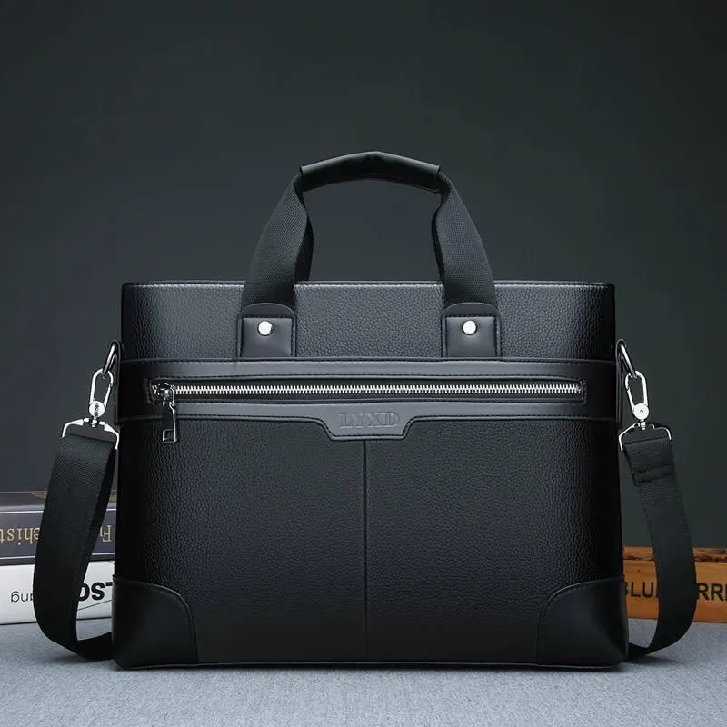 Men Genuine Leather Office Business Briefcase Laptop Case Attache Portfolio Bag Messenger Bag