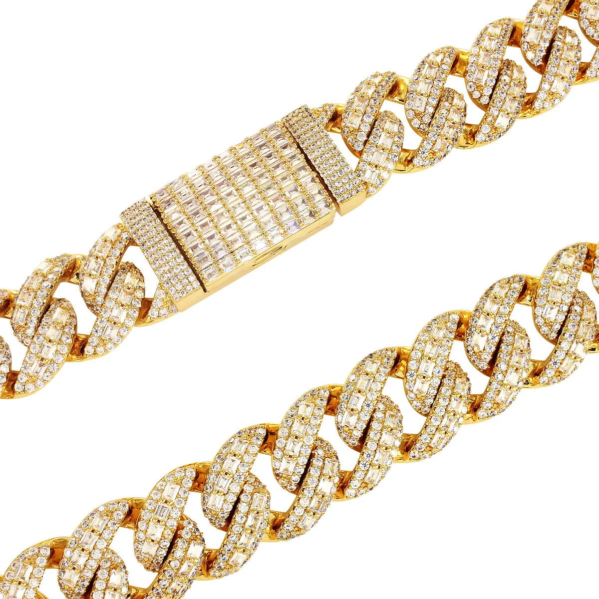 Mens Iced Emerald Cut 18mm Micro Pave Miami Cuban Chain