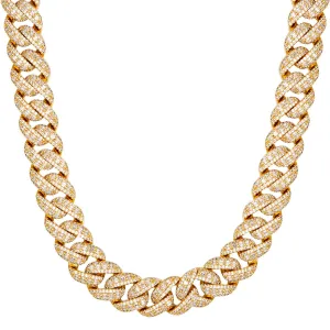Mens Iced Emerald Cut 18mm Micro Pave Miami Cuban Chain