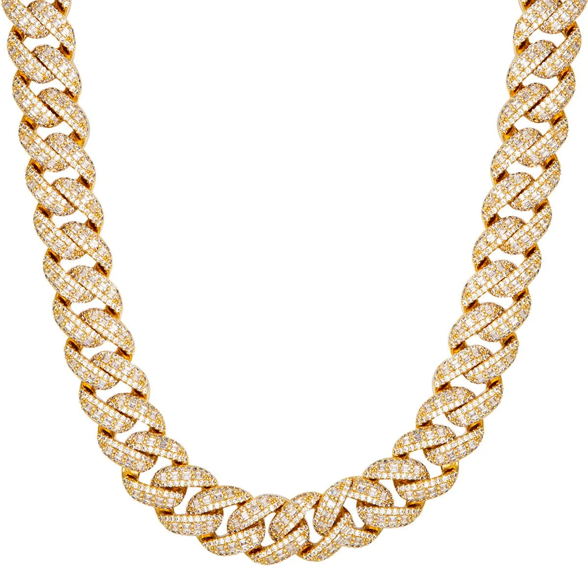 Mens Iced Emerald Cut 18mm Micro Pave Miami Cuban Chain