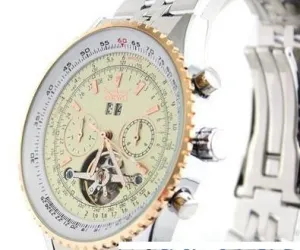 Men's Luxury Stainless Steel Watch, Gold Trim