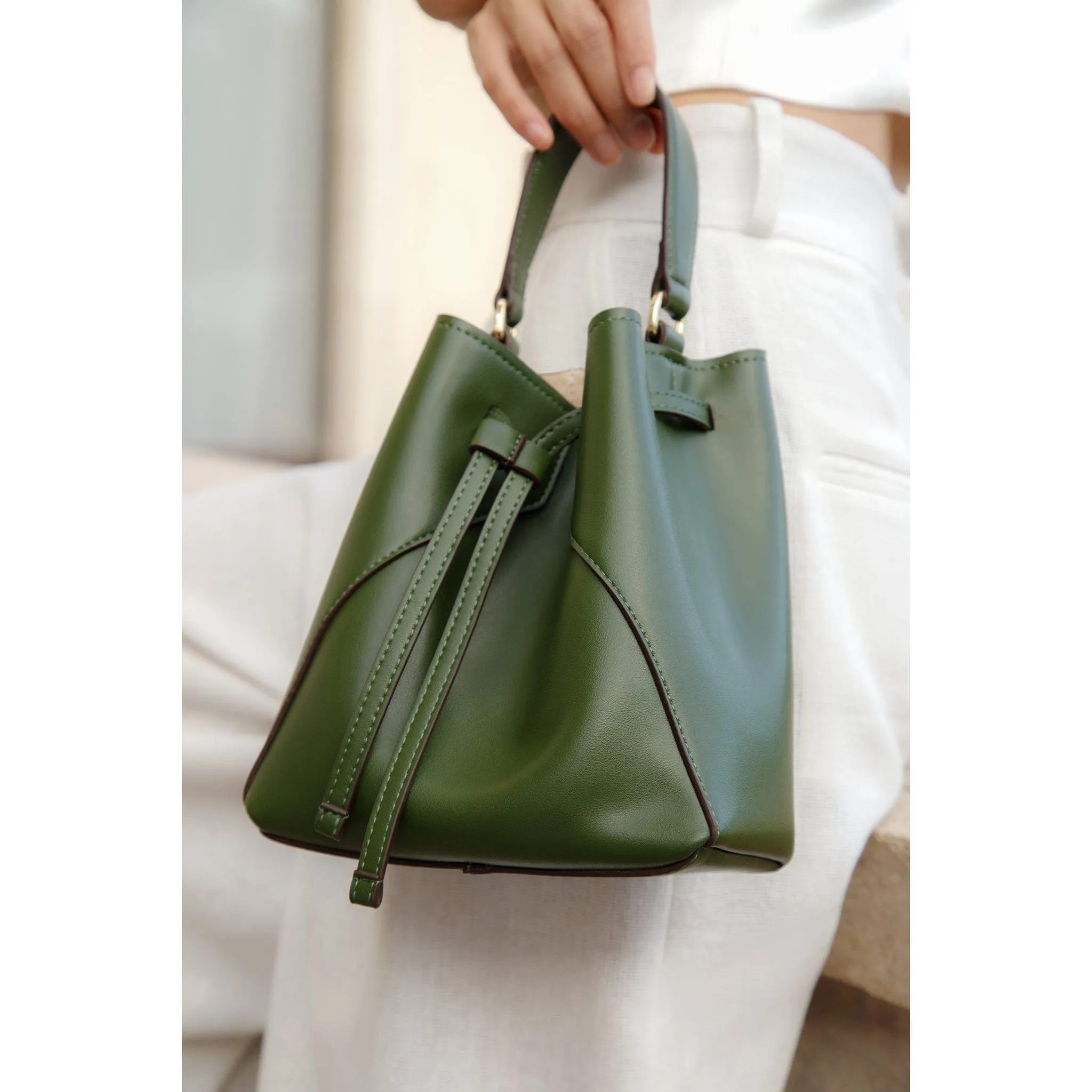 Mia Desserto® Cactus Leather Vegan Bucket Bag | Green