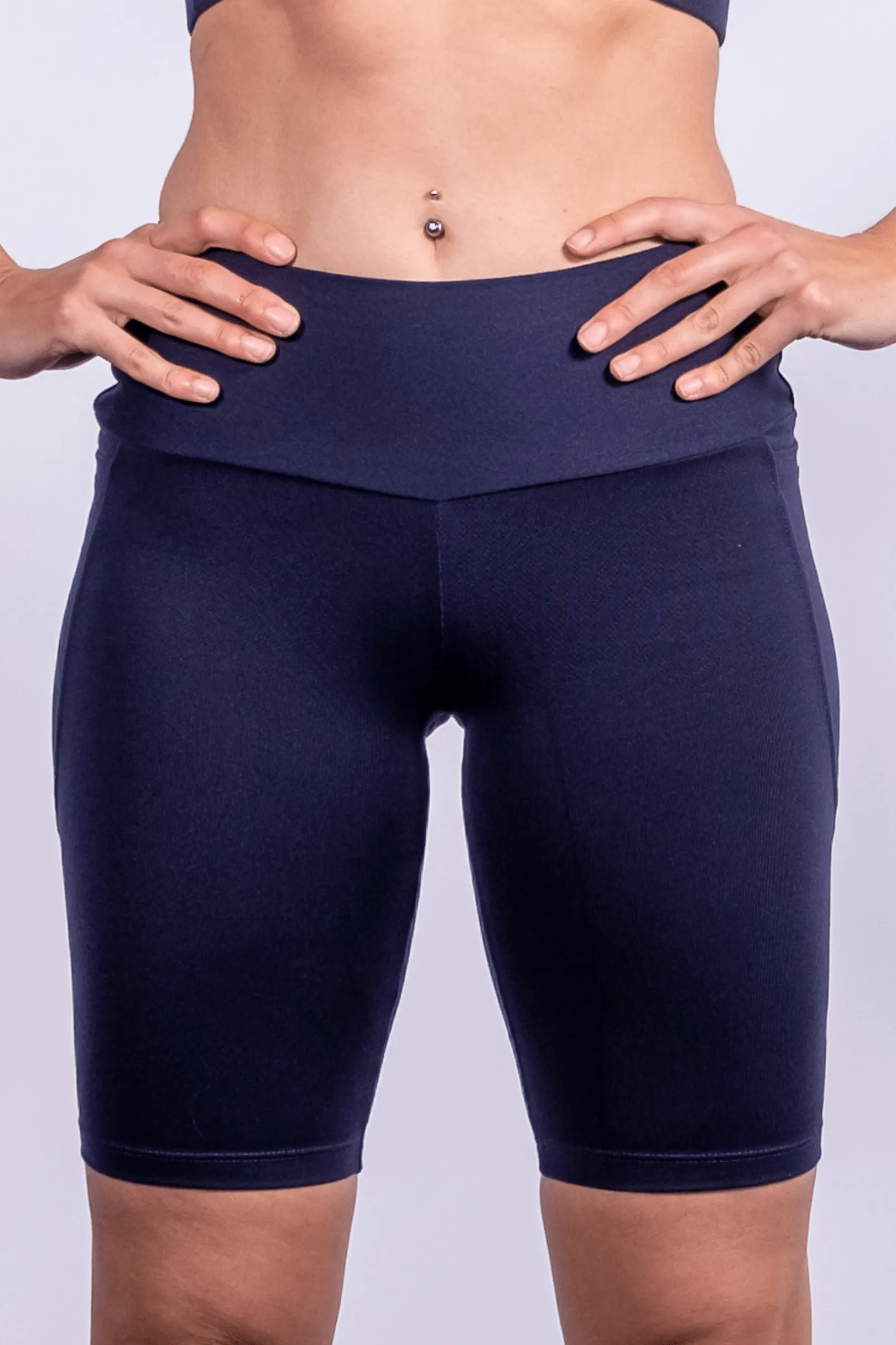 Mid Waist Long Shorts - Ink