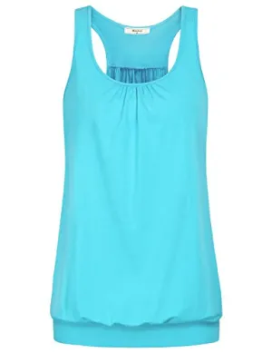 Miusey Exercise Tops for Women, Ladies Sleeveless Scoop Neck Racerback Tank Workout Athletic Activewear Junior Yoga Running Sports Fitness Shirt Blue-3 M