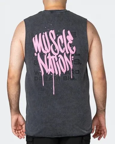 MN Graffiti Heavy Vintage Tank - Washed Black