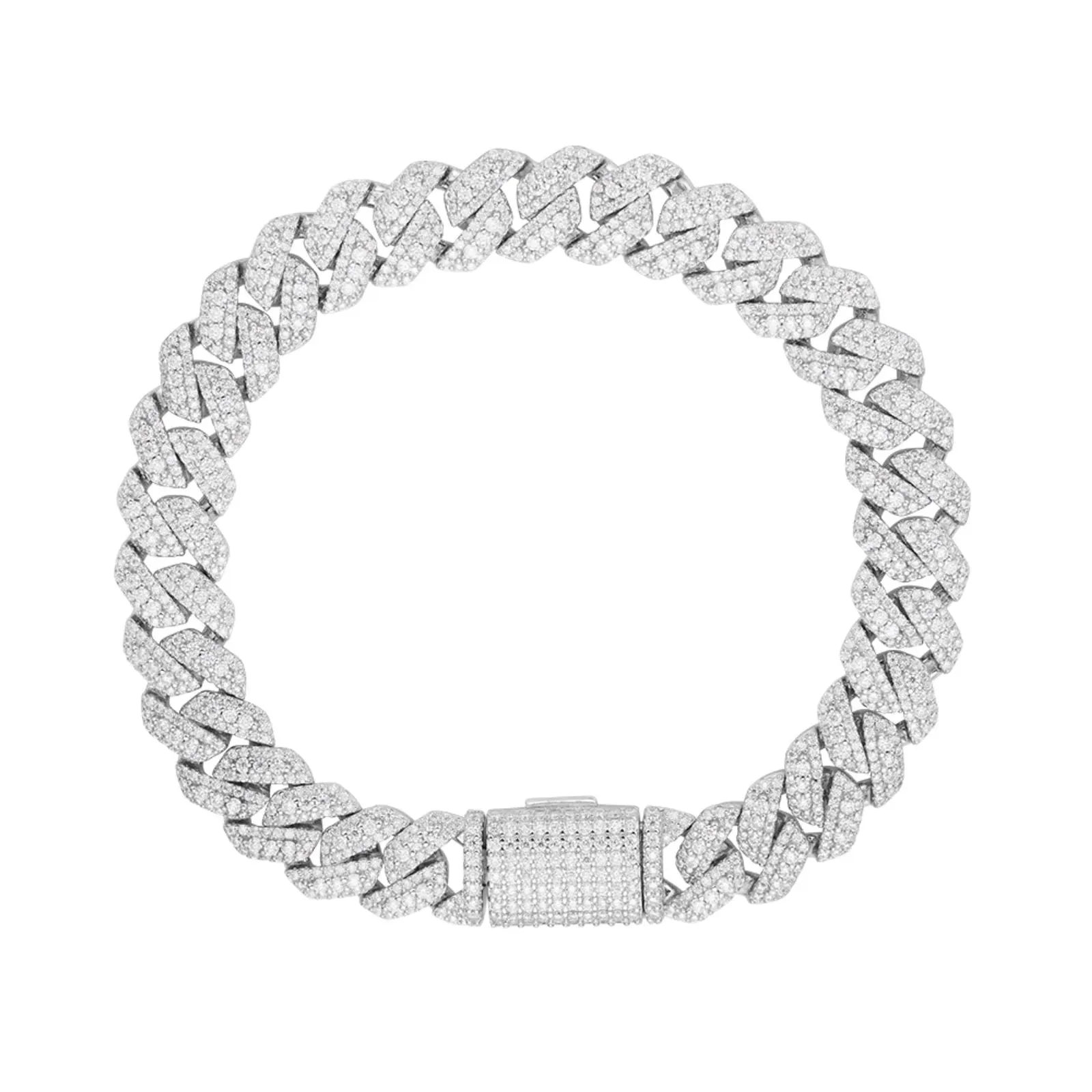 Moissanite Cuban Bracelet Icy 10mm 925 Sterling Silver Custom Jewelry