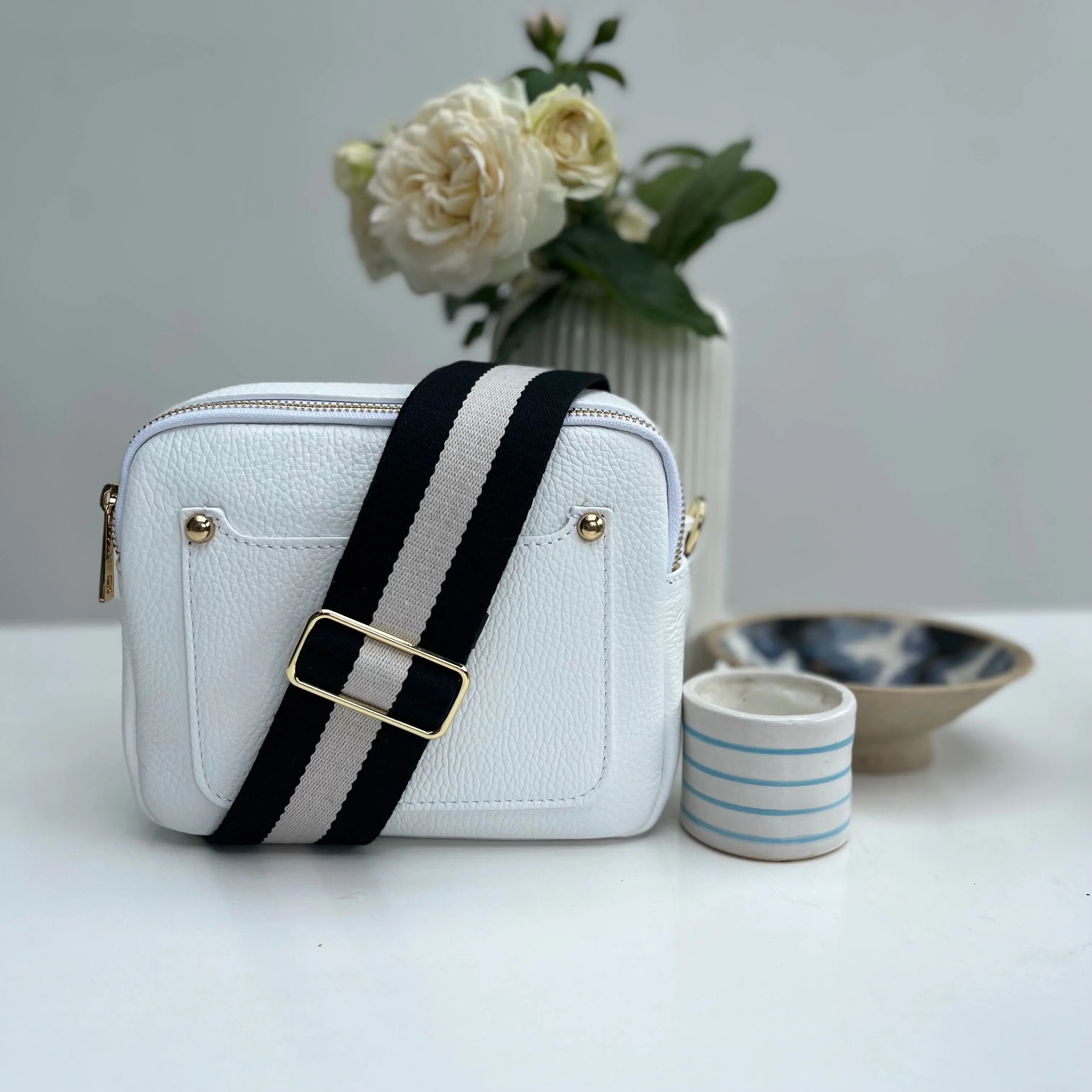 Monochrome Stripe Bag Strap