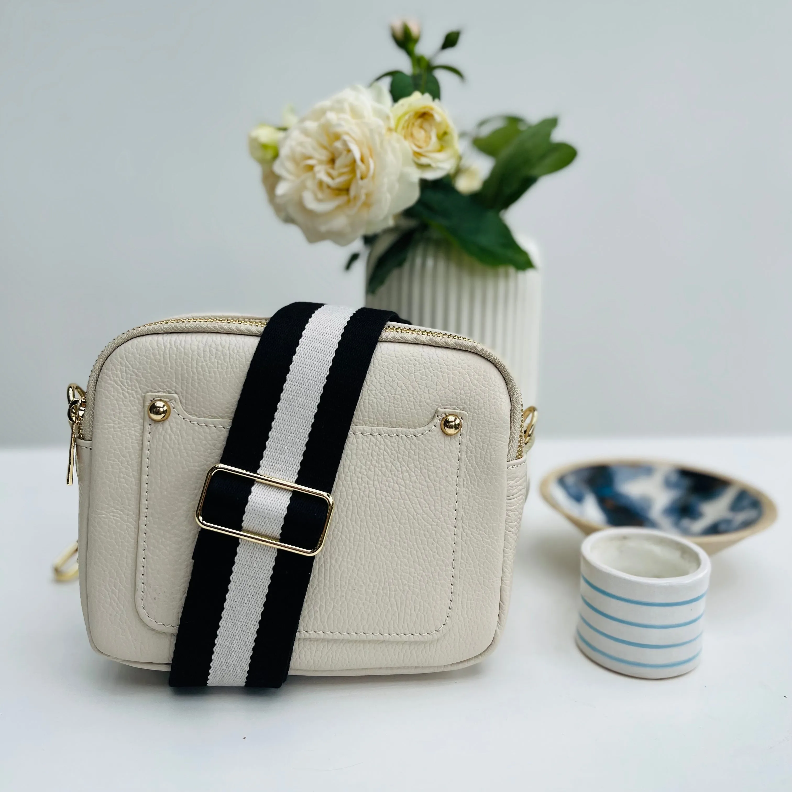 Monochrome Stripe Bag Strap