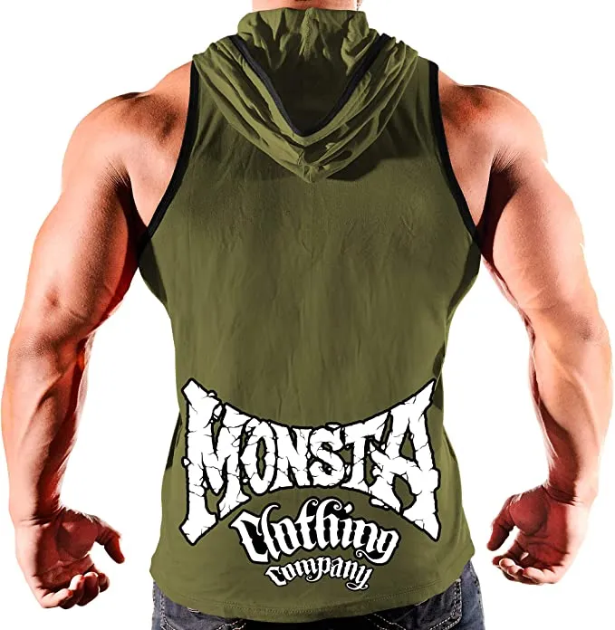Monsta Clothing Co. Men's Workout Havoc Rough Barbell Gym Hooded Tank Top