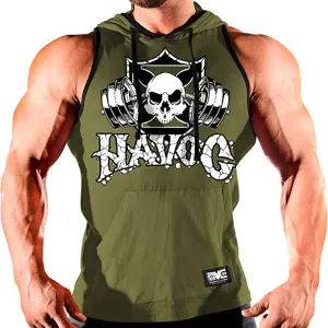 Monsta Clothing Co. Men's Workout Havoc Rough Barbell Gym Hooded Tank Top