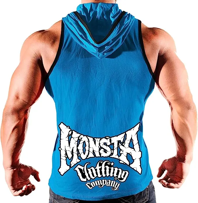 Monsta Clothing Co. Men's Workout Havoc Rough Barbell Gym Hooded Tank Top