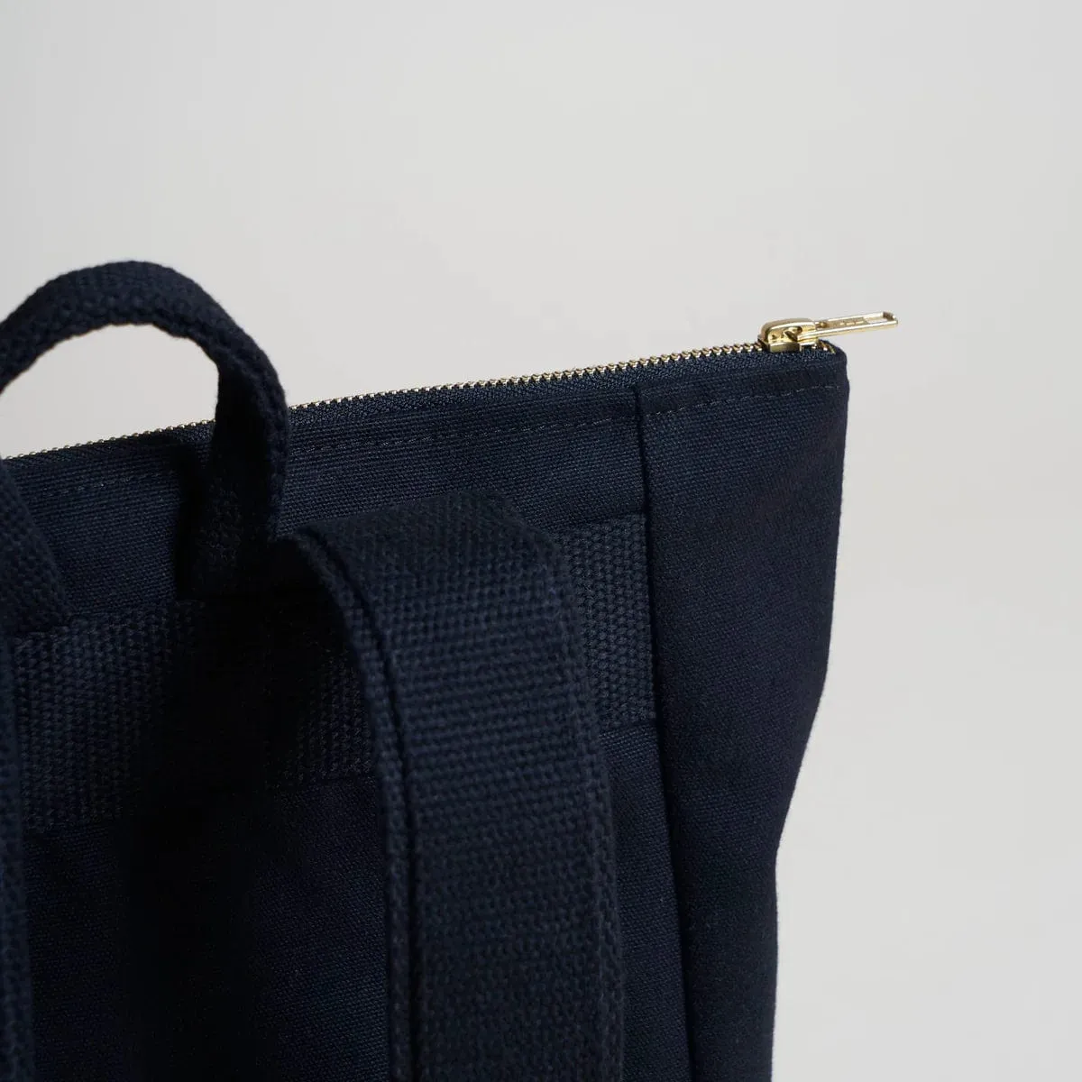Natural Cotton Canvas Simple Backpack L | Night Black