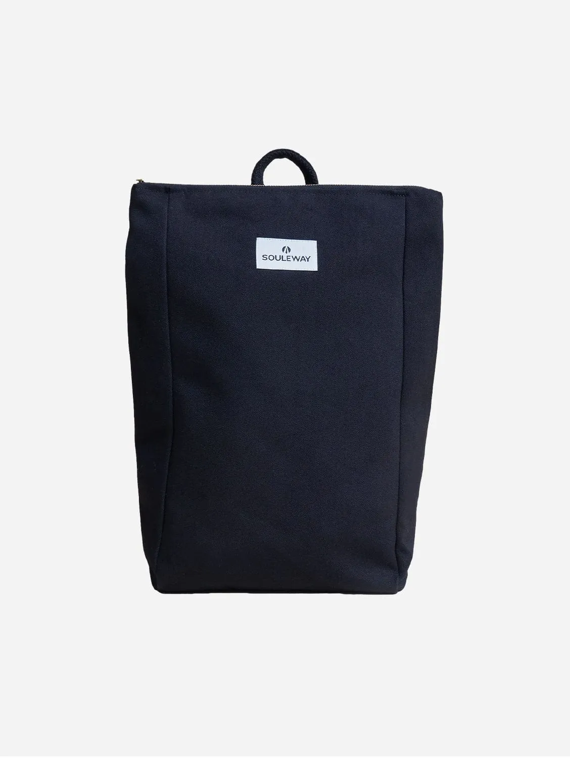 Natural Cotton Canvas Simple Backpack L | Night Black