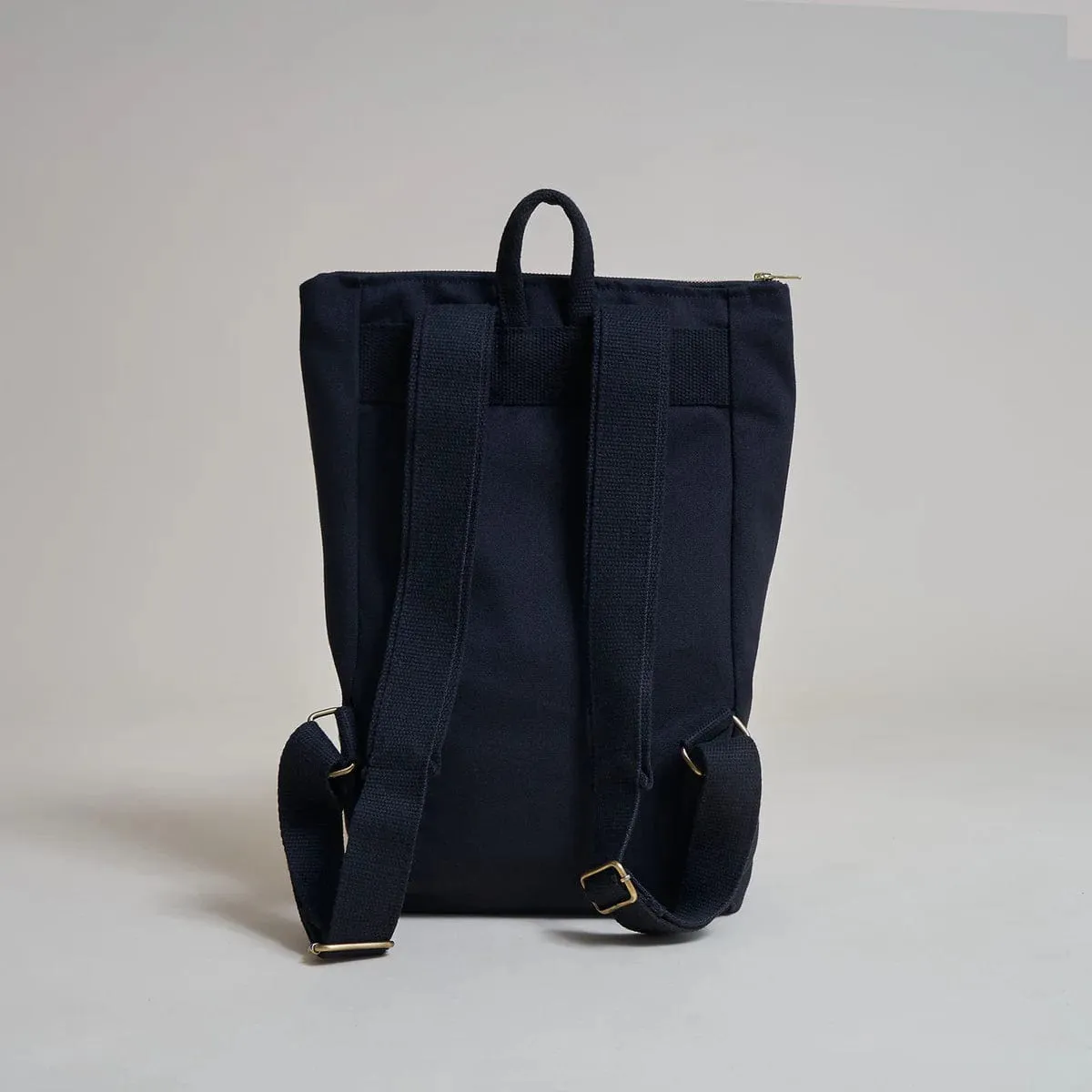 Natural Cotton Canvas Simple Backpack L | Night Black
