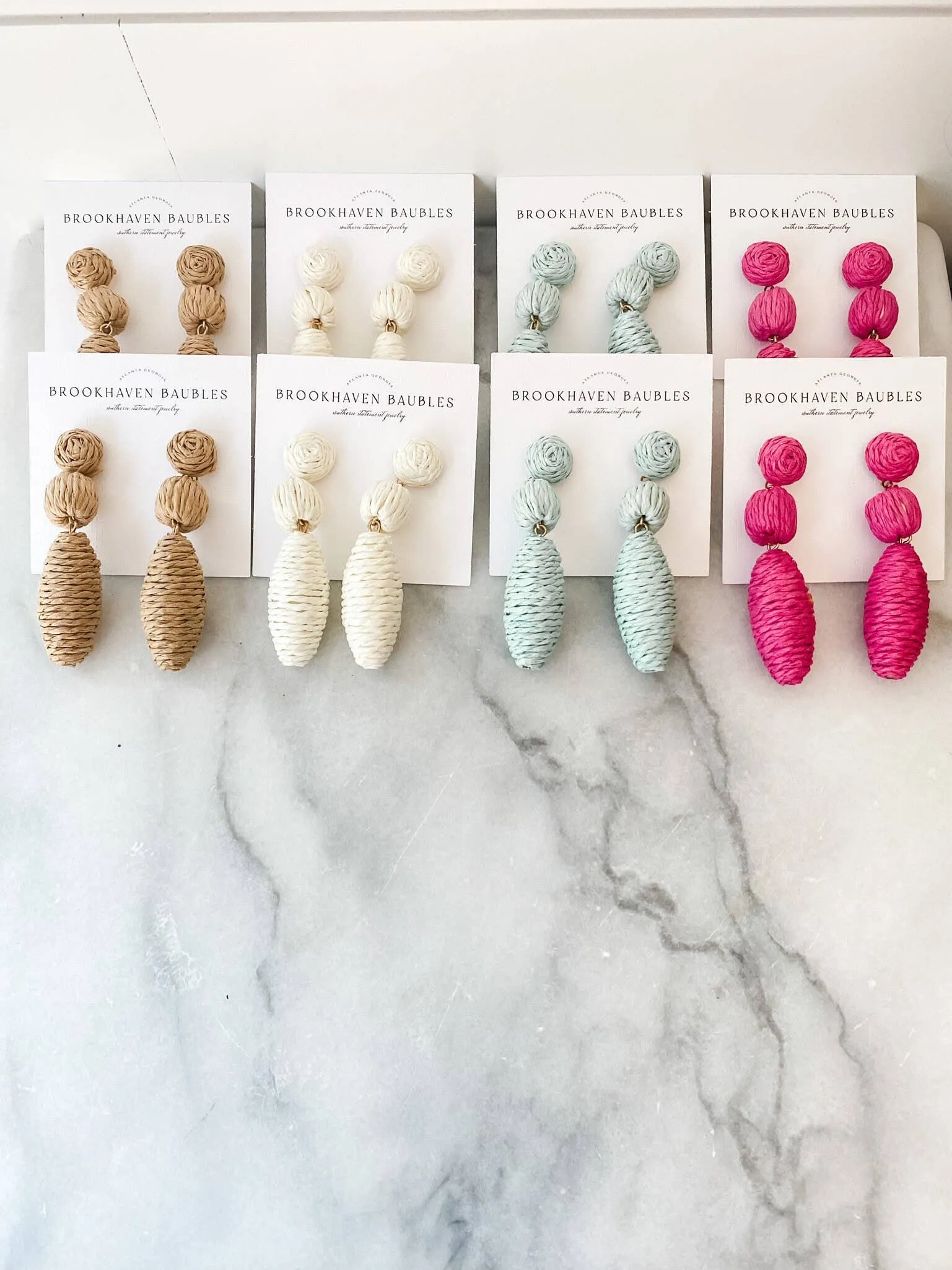 Neutral Raffia Drop Beaded Statement Earrings