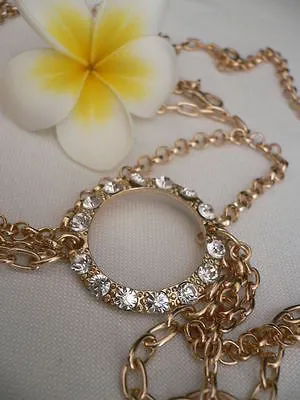 New Miami Beach Women Gold Big Ring Metal Head Chain Jewelry Hair