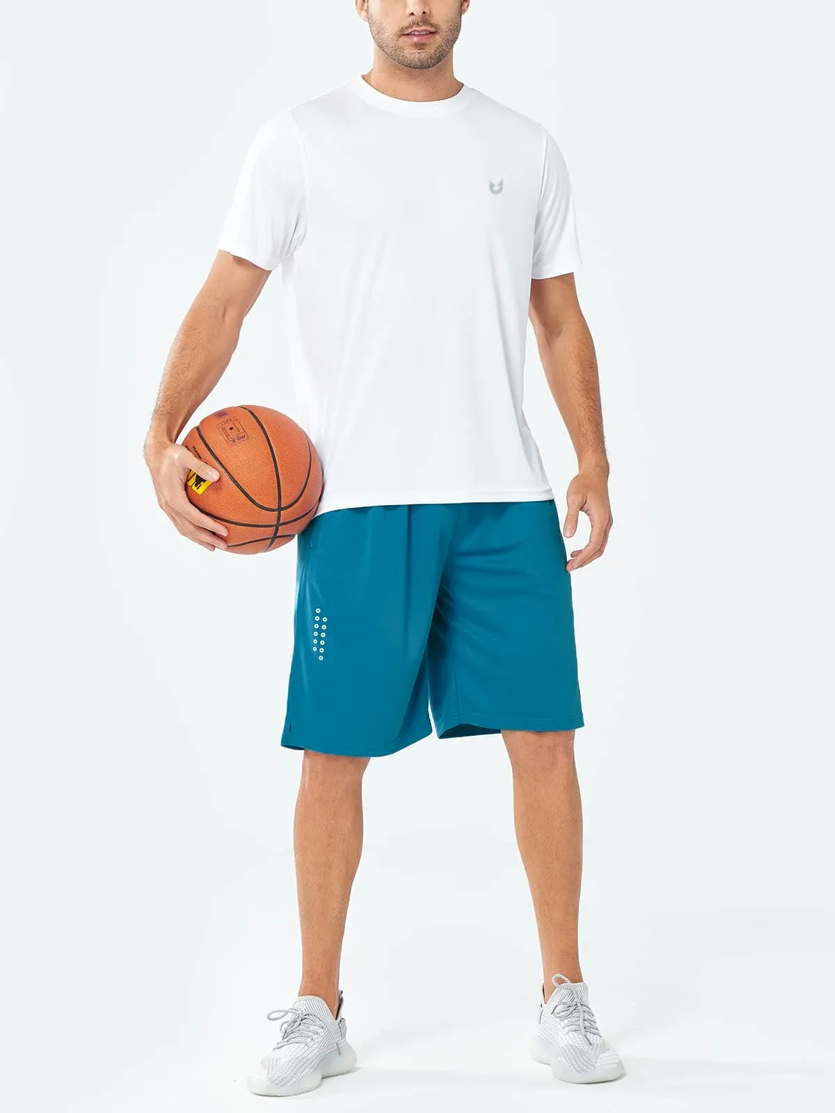 NORTHYARD Men's 10" Athletic Basketball Shorts Workout Gym Quick Dry Shorts Lightweight Mesh Training Shorts for Men Exercise Lakeblue
