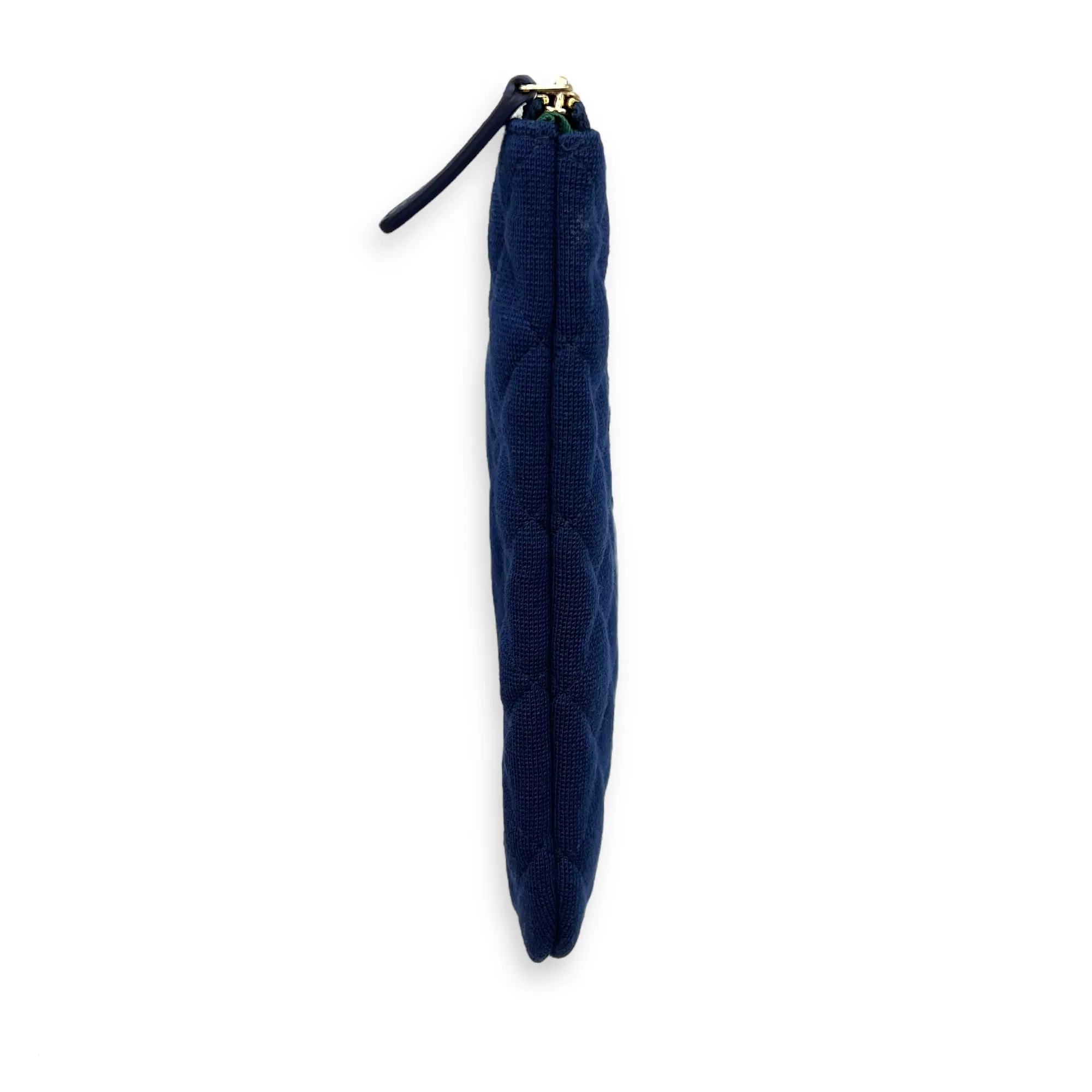 O Case Clutch Blue in Jersey, Gold hardware