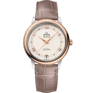 Omega De Ville Prestige 32.7 mm, steel - red gold on leather strap